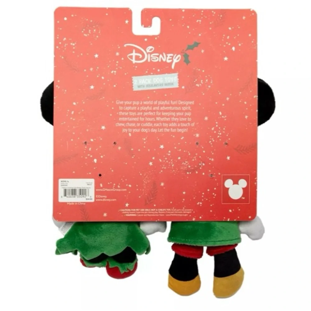 Disney Mickey & Minnie Elf 2-pack Plush Dog Toy